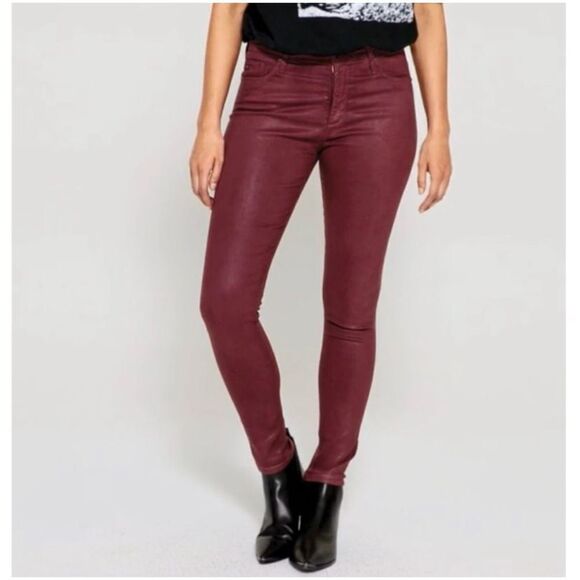 AG Adriano Goldshmeid Farrah ankle skinny red leatherette jeans - Picture 1 of 7